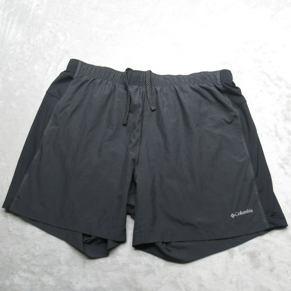 Columbia‎ Swim Shorts Mens XL Black Lined Elastic Drawstring Waist Trunks Board